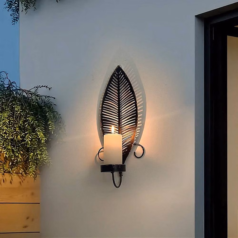 NESTLUNE Black Metal Wall Mounted Candle Sconce Holders, Set of 2, W: 100 cm, D: 15 cm – 3