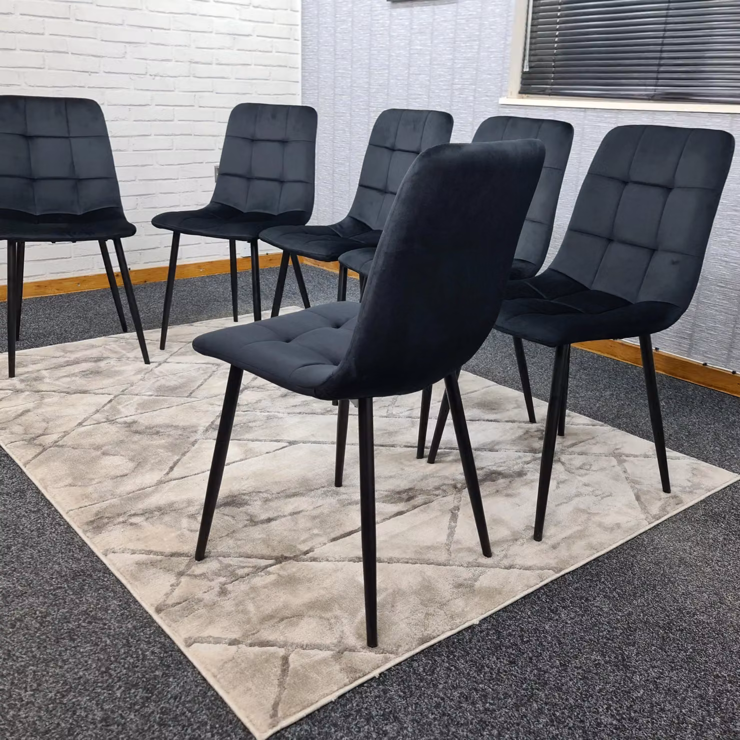 KOSY KOALA Set of 6 Black Velvet Tufted Kitchen Dining Chairs – 4