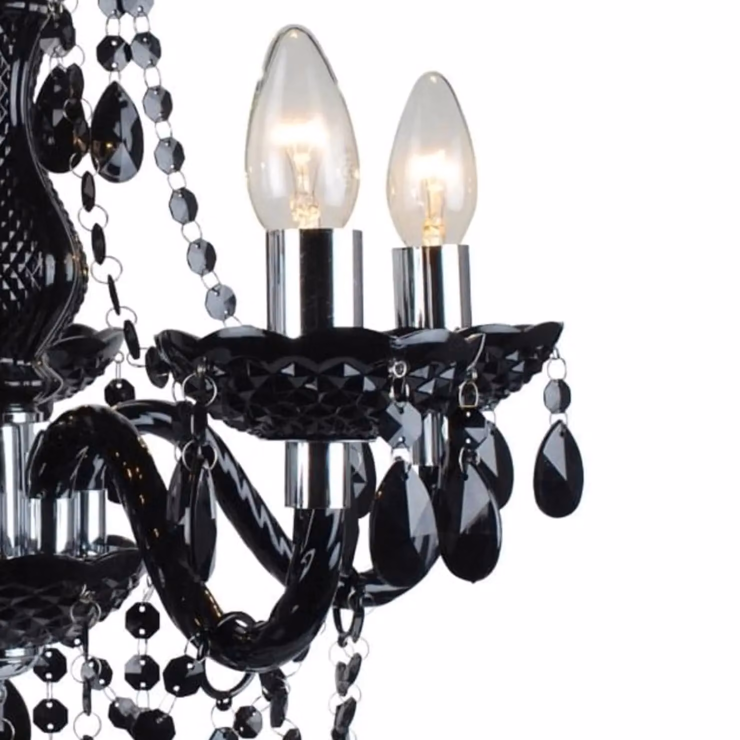 First Choice Lighting Marie Therese Style Black and Chrome 5 x E14 Chandelier – 3