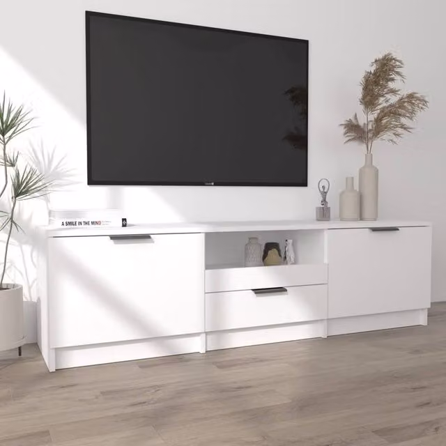 Berkfield Home White Modern TV Cabinet W/D/H: 140 x 35 x 40 cm – 1