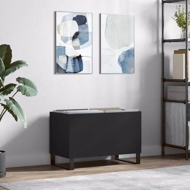 Berkfield Home Industrial Record Cabinet in Black, W: 74.5 cm, D: 38 cm, H: 48 cm – 1
