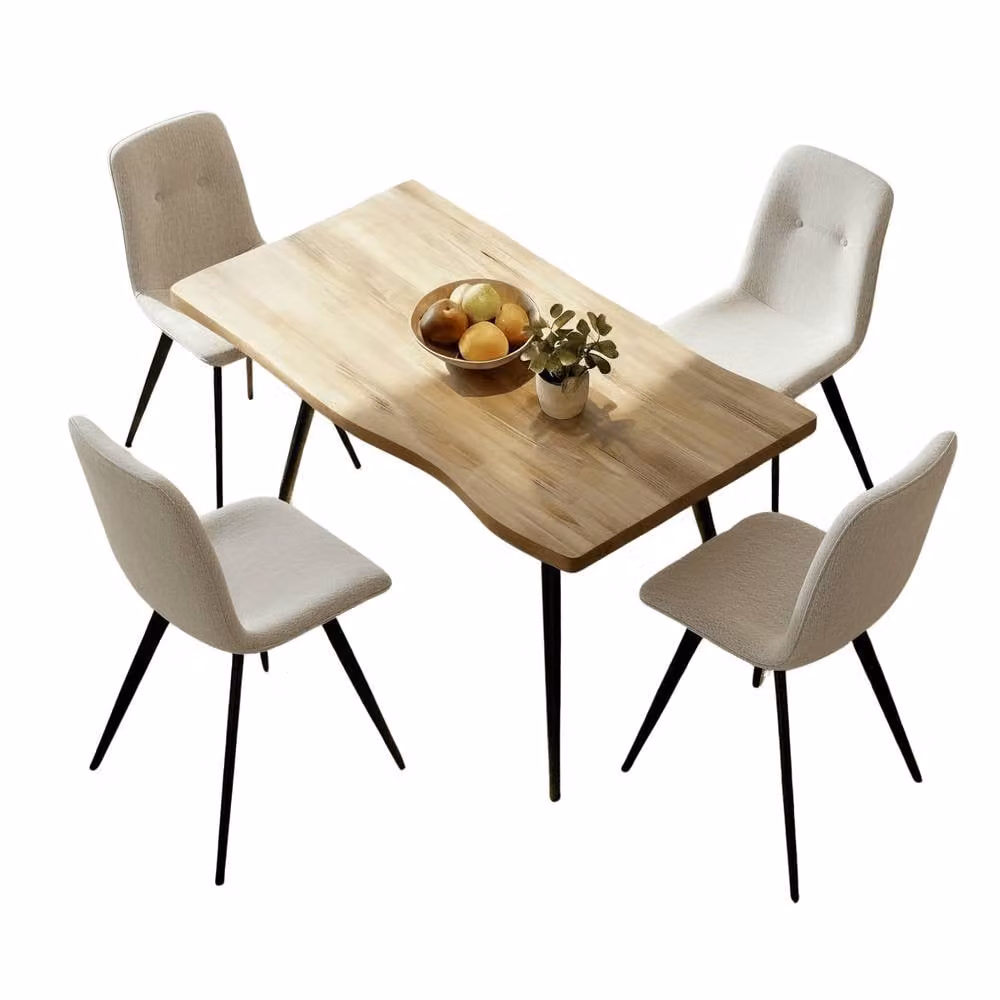 Home Source Avara Contemporary Dining Set with 120cm Rectangular Table and 4 Upholstered Chairs in White – 3