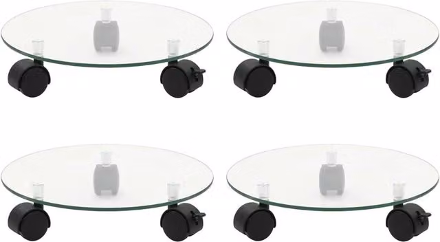 Berkfield Home Set of 4 Multicolour Tempered Glass Round Planters, Diameter: 28 cm – 1