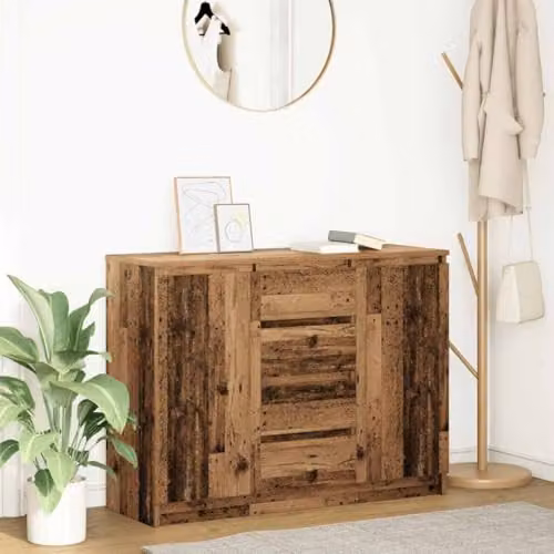 vidaXL Rustic Sideboard with Drawers in Old Wood Brown, W/D/H: 100.5 x 35 x 76 cm – 2