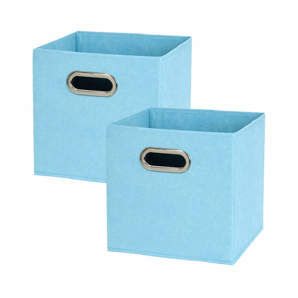 Voltico 2-Pack Foldable Cube Storage Boxes for Toys and Clothes, Blue, W/D/H: 30 x 30 x 30 cm – 2