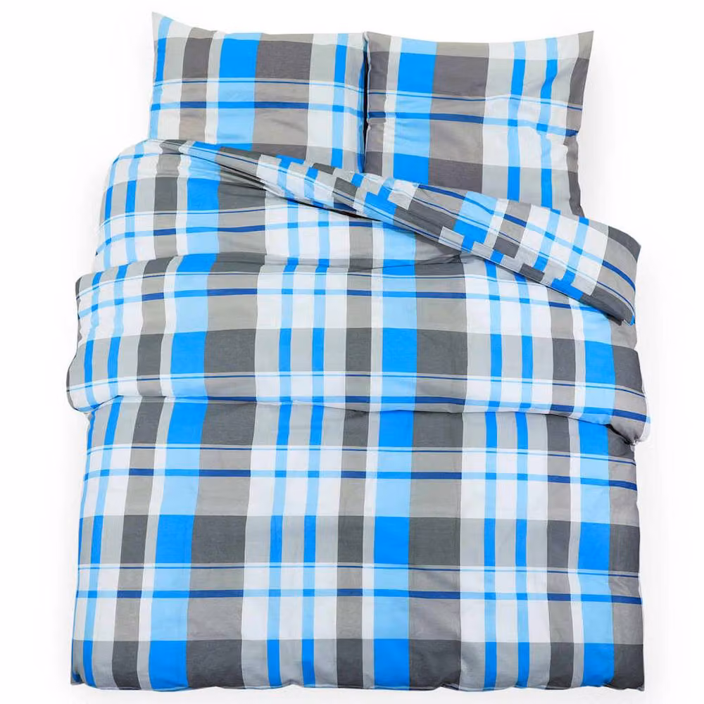 Berkfield Home Elegant Cotton Duvet Cover and Pillowcase Set in Blue, Grey and Multicolour, W/D/H: 135 x 200 cm and 80 x 80 cm – 2