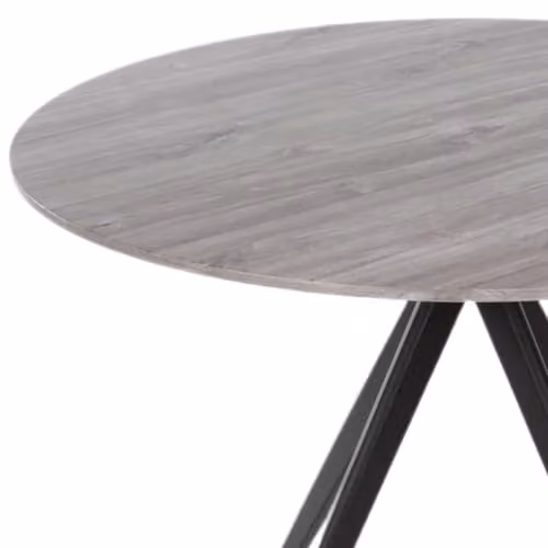 Core Products Aspen 5-Piece Dining Set with Round Grey-Oak Effect Table and 4 Black Ergonomic Curve Plastic Chairs – 4