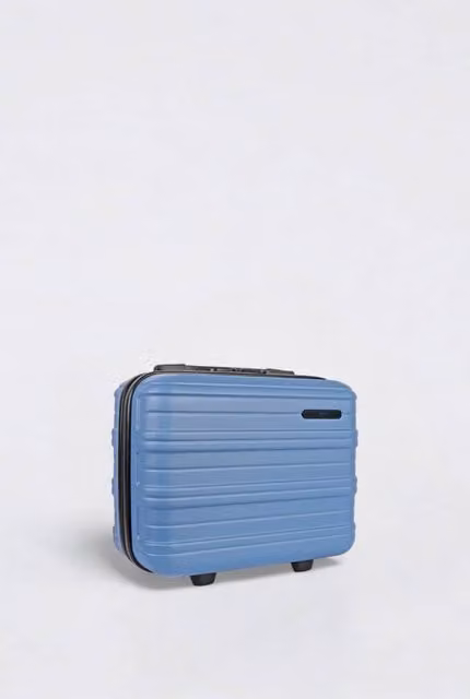 JLY ABS Hard Shell Travel Vanity Case with Waterproof Compartment in Blue, Cabin Size