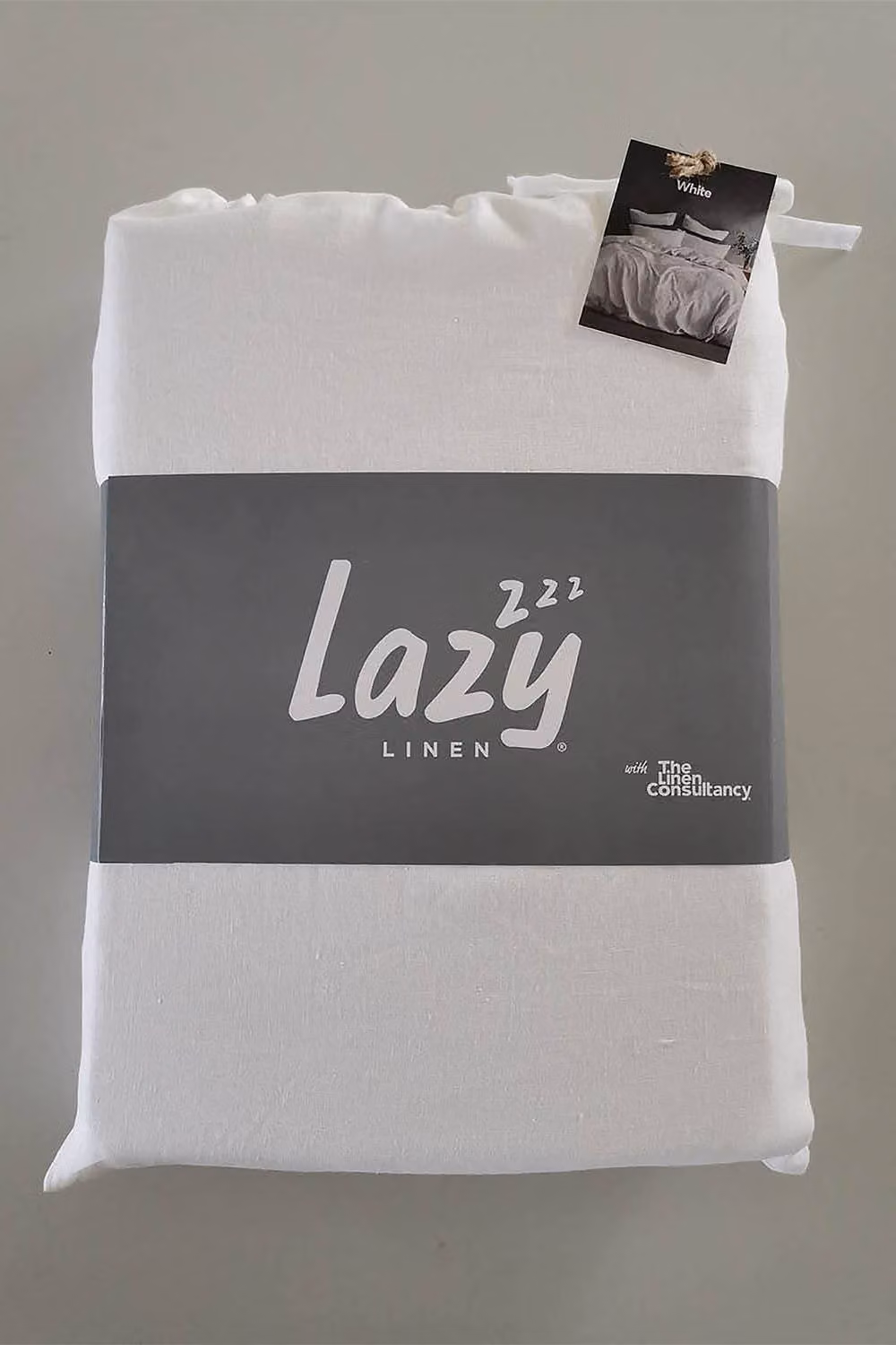 Lazy Linen White Linen Bedding Bundle including Duvet Cover, Pillowcase Pair and Fitted Sheet, Size: Double (140 x 200 cm) – 2