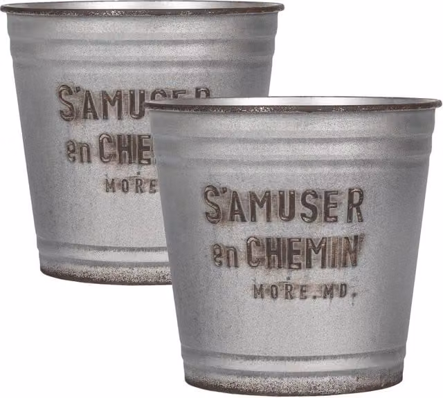 Simpa S'Amuser en Chemin Grey Plastic Planters, Set of 2