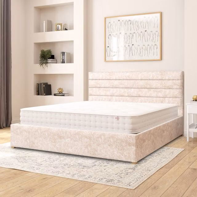 Aspire Kelly Superking Ottoman Storage Bed in Pearl Mirazzi Velvet Fabric