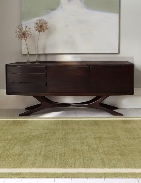 Asiatic Albi Green Wool Hand-Tufted Rectangular Classic Rug