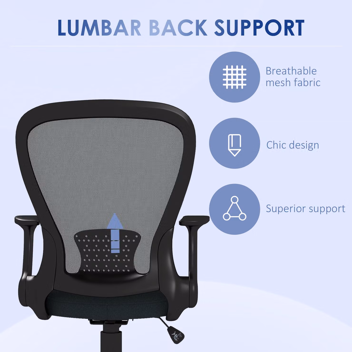 Vinsetto Ergonomic Office Chair in Grey Fabric with Armrests and Castors – 5
