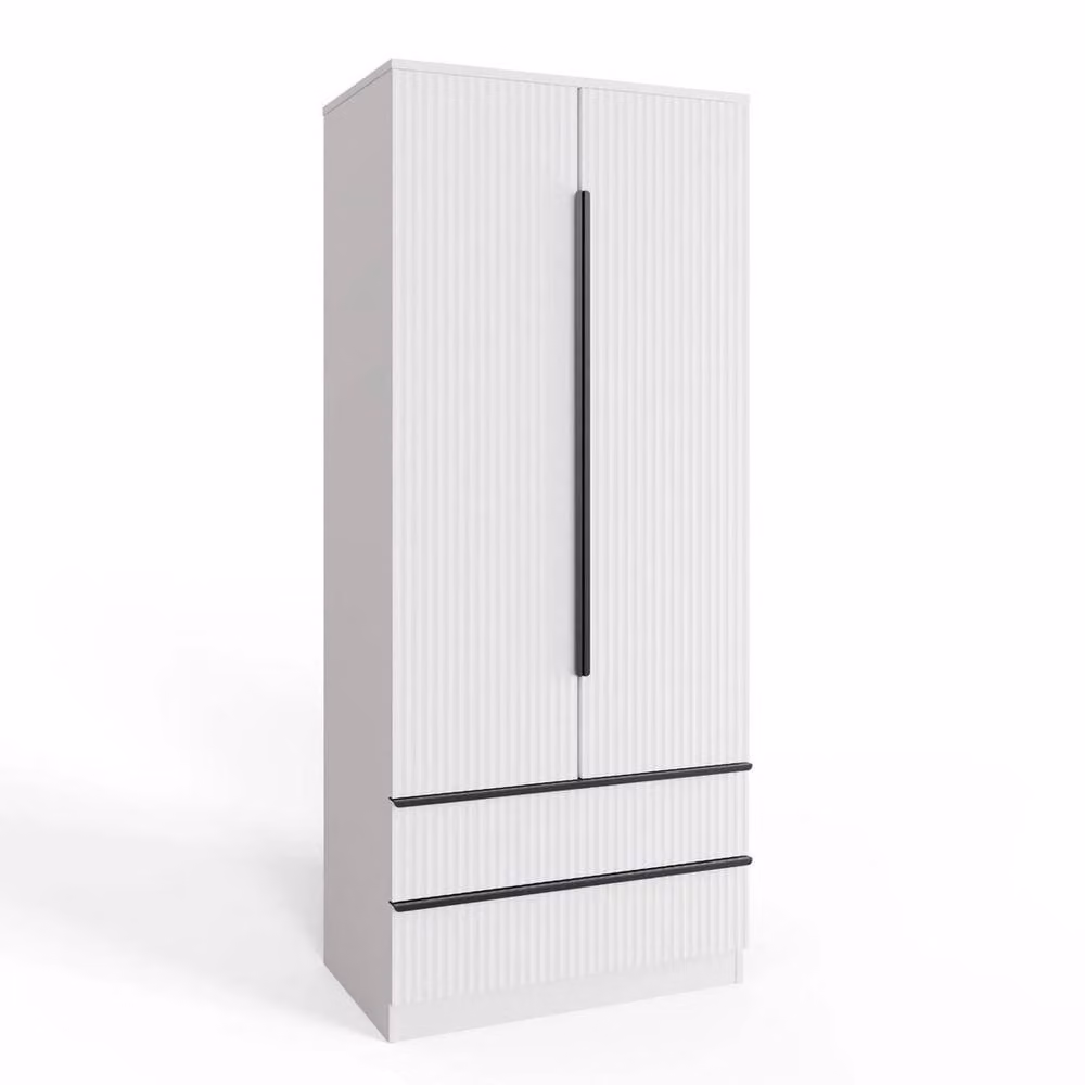 SPETLEK Modern 2 Door and 2 Drawer Combination Wardrobe in Matt White – 2