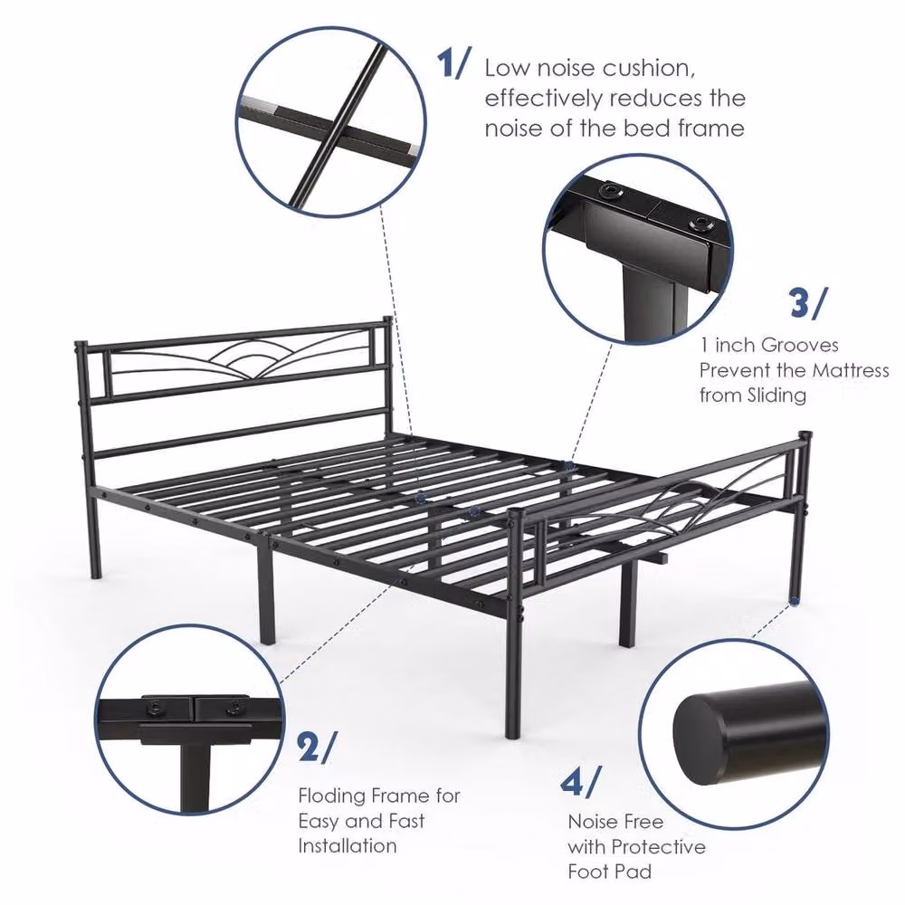 SPETLEK Metal Bed Frame in Black, W/D/H: 140 x 200 cm – 2