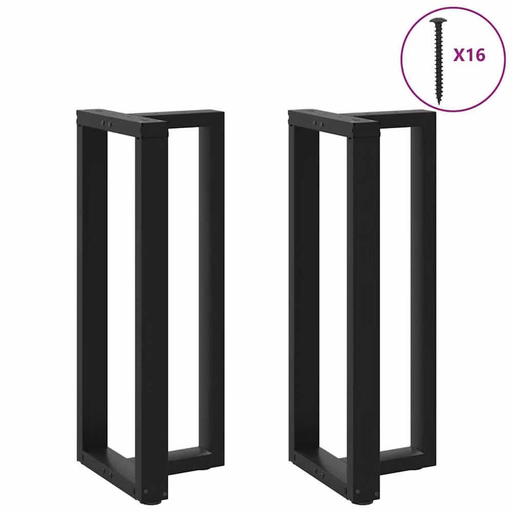 Berkfield T-Shaped Home Bar Table Legs, 2 Piece Set, Black Steel, W: 40 cm, D: 35 cm, H: 100-101 cm – 2
