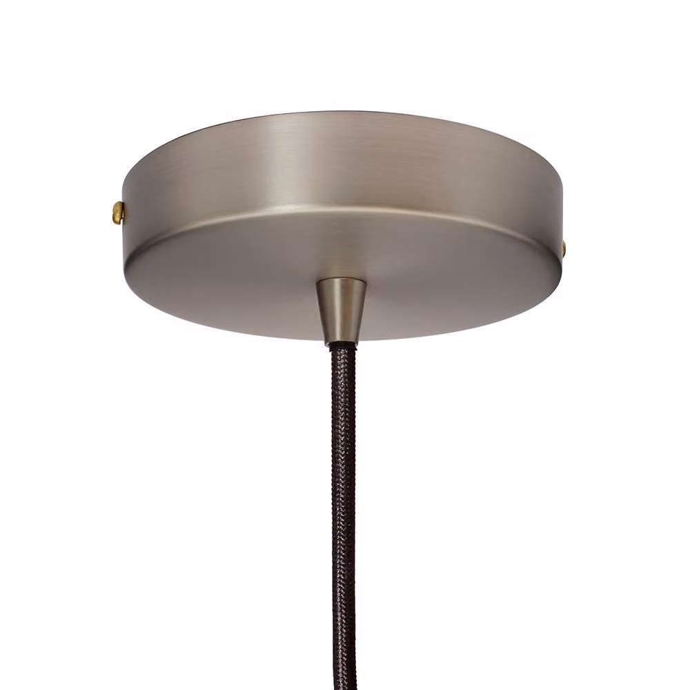 SE Home St Edmund's Round Suspended Pendant Light in Pale Grey with Brushed Chrome and Black Metal Finish