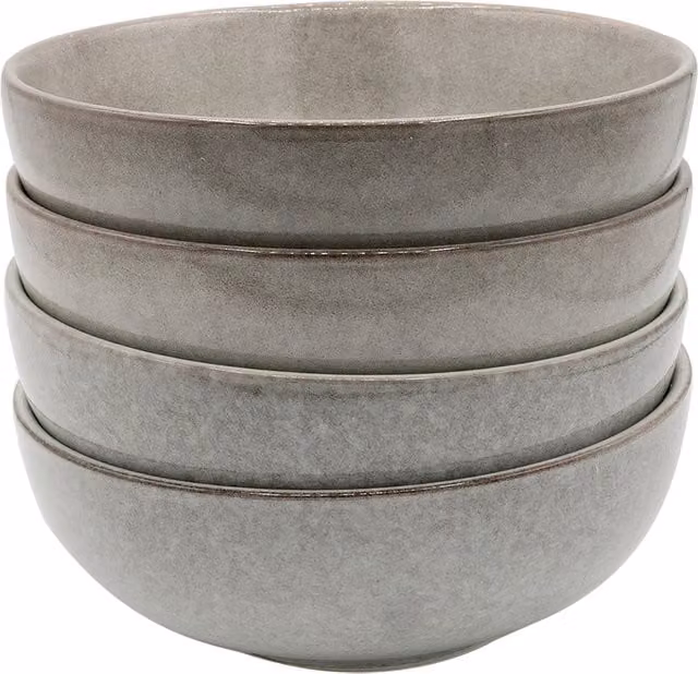 Cooks Professional Set of 4 Grey Nordic Stoneware Cereal Bowls, 16 cm Diameter