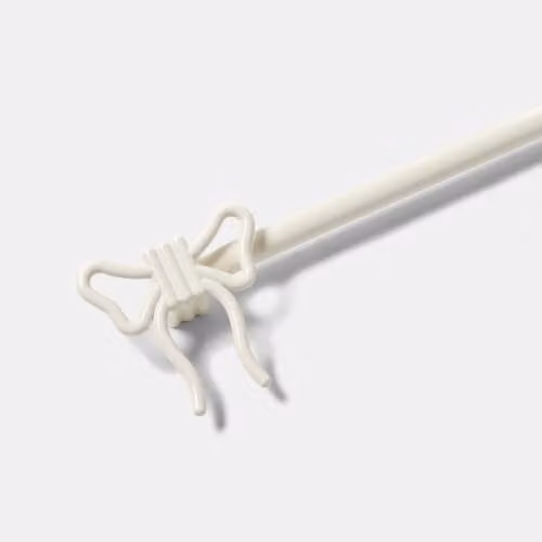 OHS Extendable Metal Curtain Pole with Bow Finials and Brackets, Beige, Width: 120-220 cm – 2