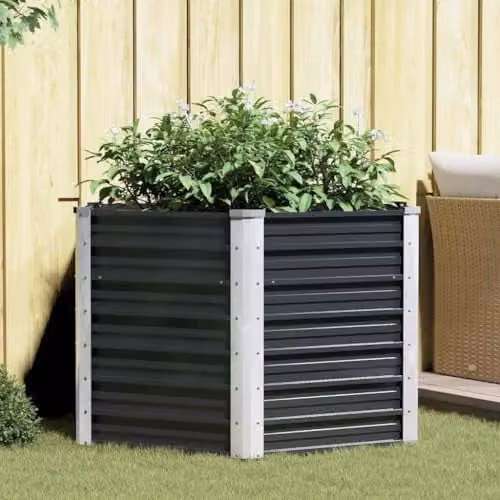 vidaXL Anthracite Galvanised Steel Raised Bed W/D/H: 129 x 129 x 77 cm – 1
