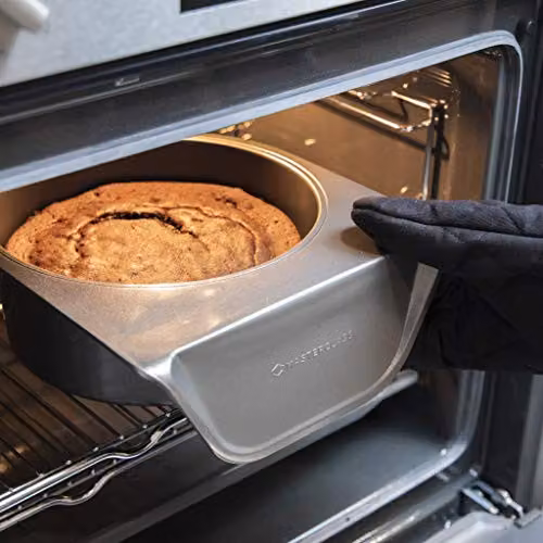 MasterClass Smart Stack Non-Stick Round Carbon Steel Cake Tin, Grey, Diameter: 21.5 cm – 3
