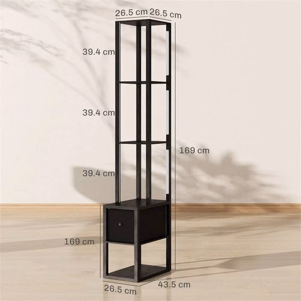 EONLION Modern Black LED Floor Lamp with Shelves and Warm White Light, H 169 cm x W 26.5 cm x D 26.5 cm – 2