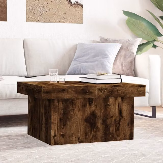 Berkfield Home Smoked Oak Coffee Table in Brown, W/D/H: 100 x 55 x 40 cm – 1