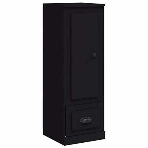 vidaXL Modern Black Matt Highboard with Hinged Doors and Drawers, W/D/H: 36.0 x 35.5 x 103.5 cm