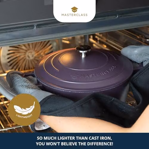 MasterClass Cast Aluminium Non-Stick Casserole Dish with Self-Basting Lid, Purple, Diameter: 24 cm, Volume: 4 l – 3