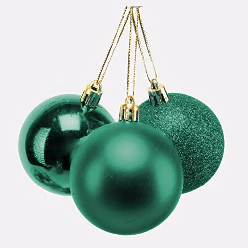 Shatchi 24-Piece Shatterproof Christmas Bauble Hanging Decorations in Green and Silver