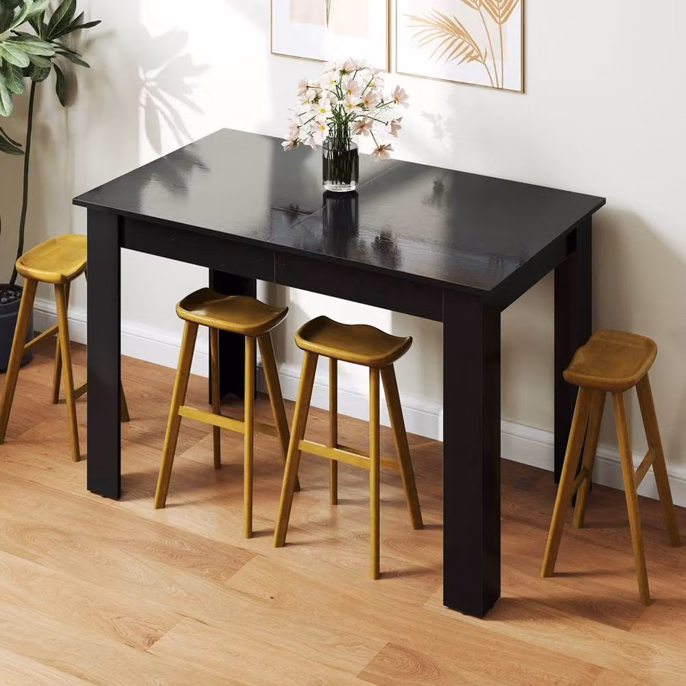 Kelvenix Industrial Extendable Rectangular Wood Dining Table in Black, W/D/H: 110 x 76 x 70 cm – 3