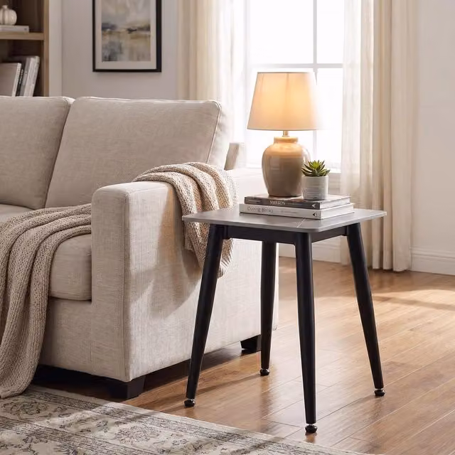 FWStyle Monaco Sintered Stone Grey Sofa End Lamp Table