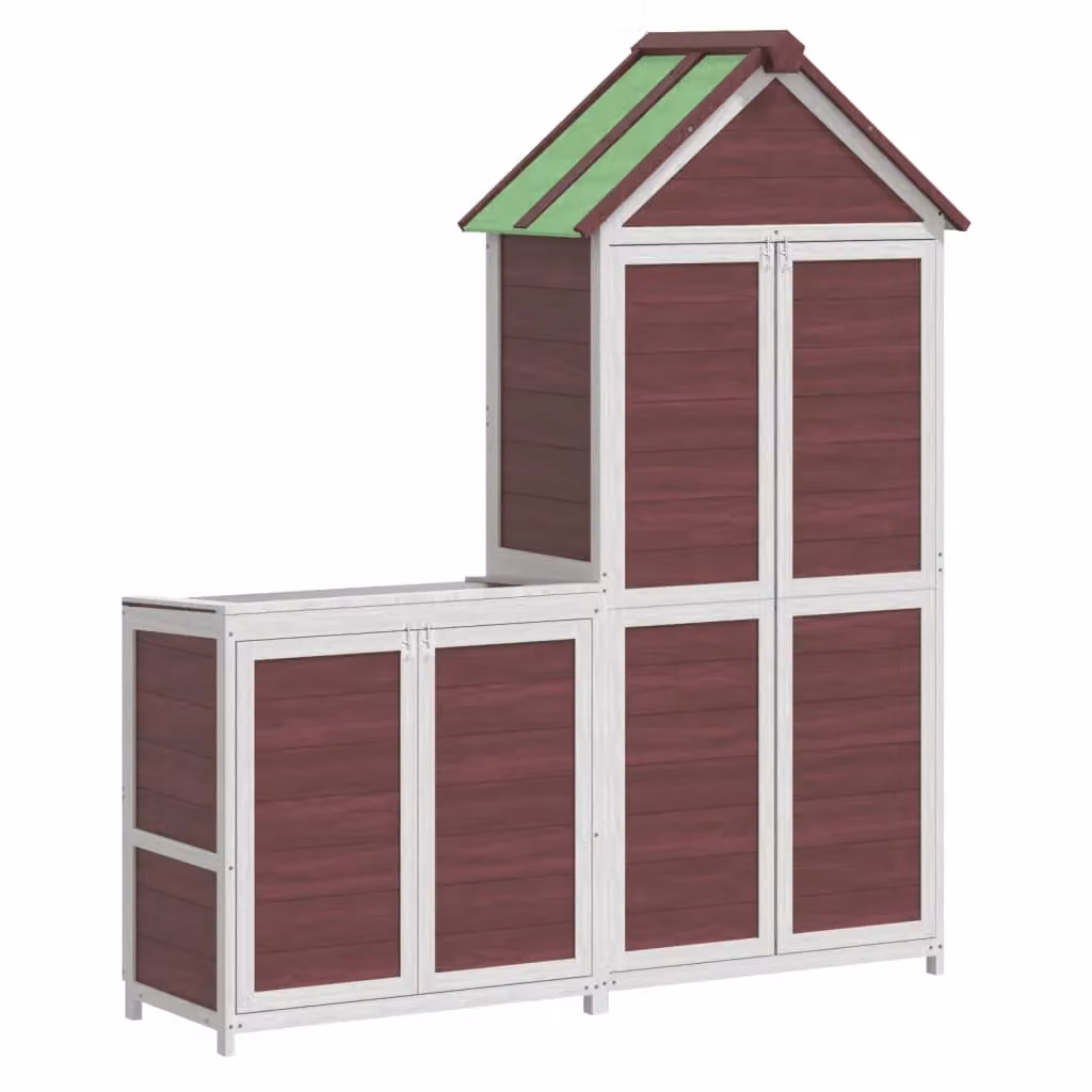 Berkfield Home 2 Piece Rustic Solid Pine Garden Tool Shed Set in Brown – 2
