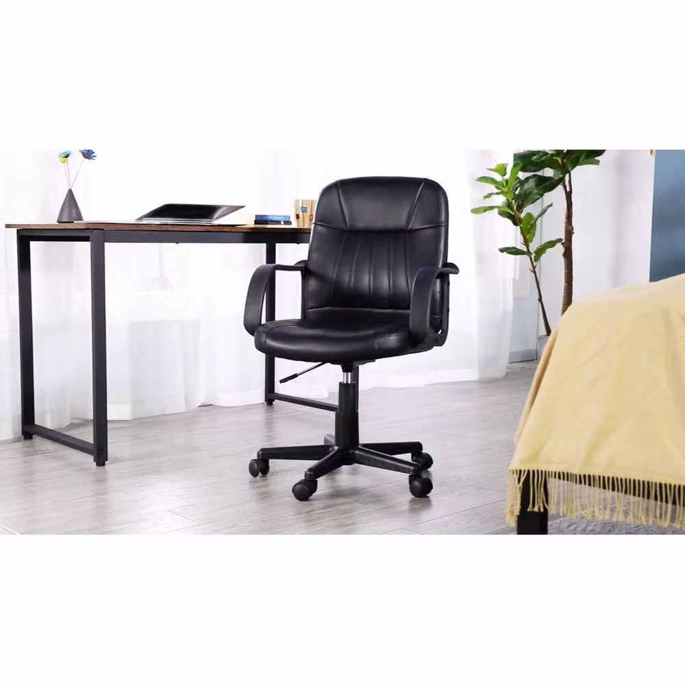KORVIXA Black Synthetic Leather Gaming and Office Chair with Armrests and Castors – 3