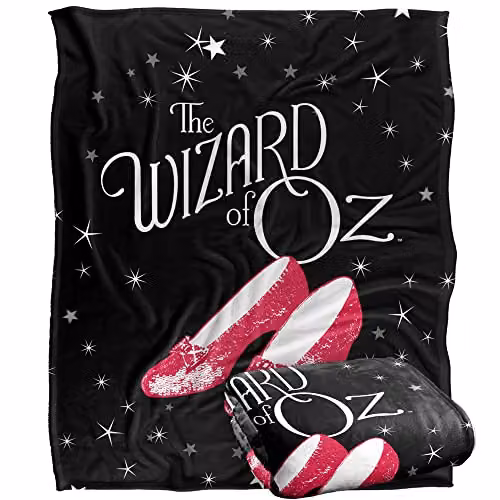 LOGOVISION The Wizard of Oz Black White and Red Ruby Slippers Super Soft Fleece Throw Blanket W/D/H: 152 x 127 x 1 cm – 1