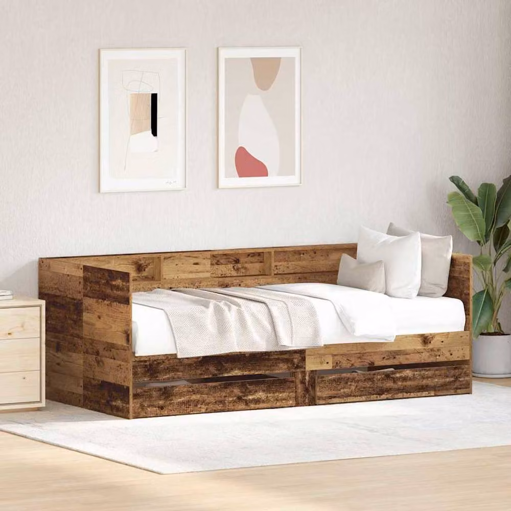 Berkfield Home Elegant Daybed with Drawers in Brown, Engineered Wood, W/D/H: 200 x 90 x 101.5 cm – 2