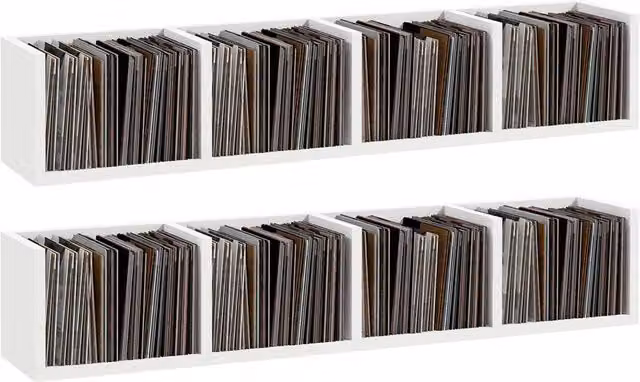 KORVIXA Set of 2 White Wall Mounted Wood Storage Shelves – 1