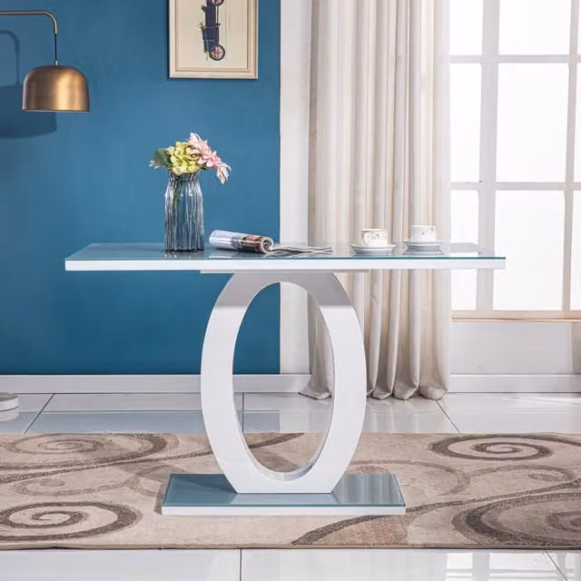 Modernique Giulia Rectangular Grey Tempered Glass Dining Table