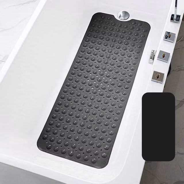 NESTLUNE Non-Slip Extra Large Bath Mat in Black and Dark Grey