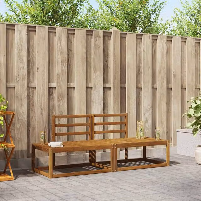 Berkfield Home 2-Piece Outdoor Sofa Set in Brown and Beige with Cushions, W/D/H: 182.5 x 63 x 73 cm