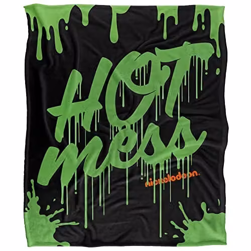 Nickelodeon Slime Hot Mess Silky Touch Super Soft Fleece Throw Blanket in White, W/D/H: 152 x 127 cm