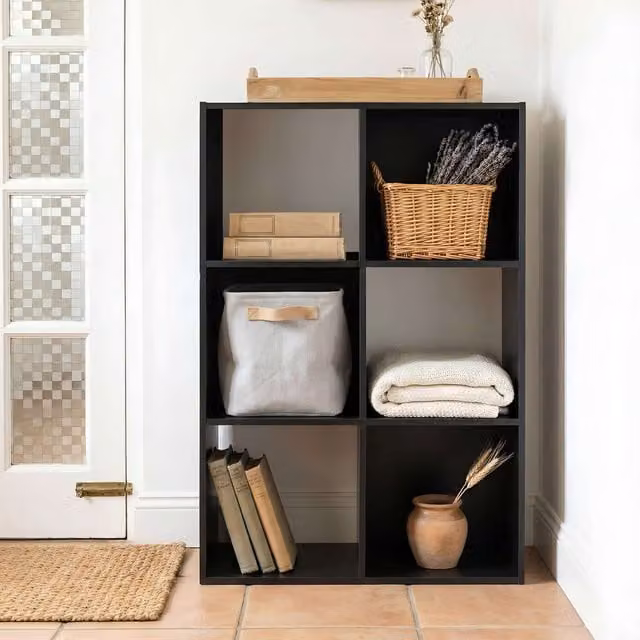 Home Garden Direct Jane 3x2 Cube Storage Box Bookshelf in Black Oak Wood