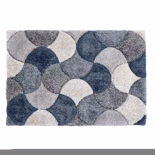 Phoenox Textiles Limited Origins 3D Scallop Navy Blue Rectangular Rug, W: 160 cm, D: 230 cm