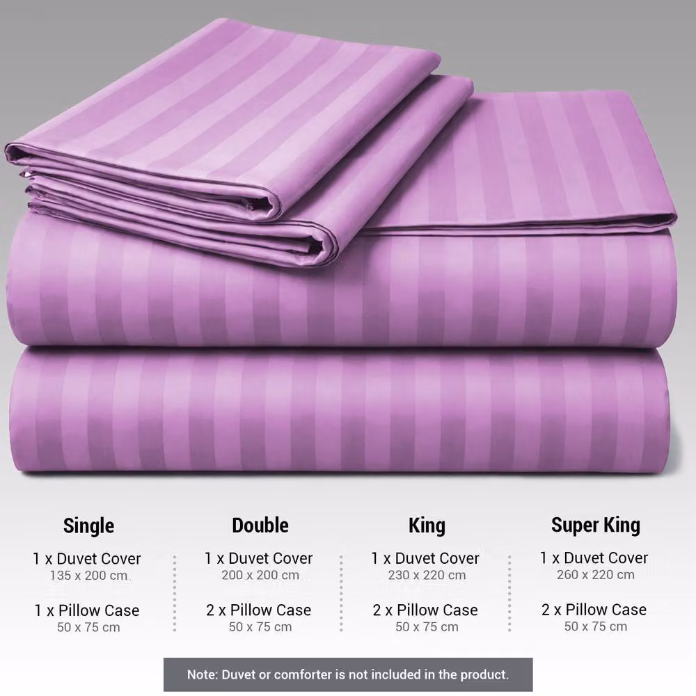 Pamposh Purple Microfibre Striped Duvet Cover and Pillowcase Set, W/D/H: 200 x 200 cm – 2