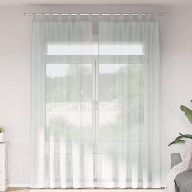 Berkfield Home Grey Voile Fabric Panel Curtains with Tabs, 2 Pack, W: 140 cm, H: 260 cm