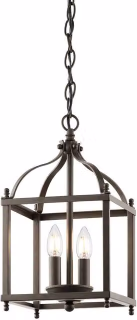 Netlighting Larkin 2 Light Small Ceiling Pendant in Olde Bronze and Brown with E14 Base