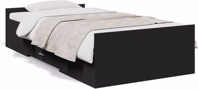 Berkfield Home Small Single Bed Frame with Drawers, Black, W: 75 cm, L: 190 cm – 1
