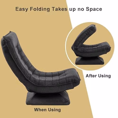 HYGRAD BUILT TO SURVIVE 360-Degree Swivel Armchair, Grey Folding Recliner with Adjustable Backrest and Headrest – 5