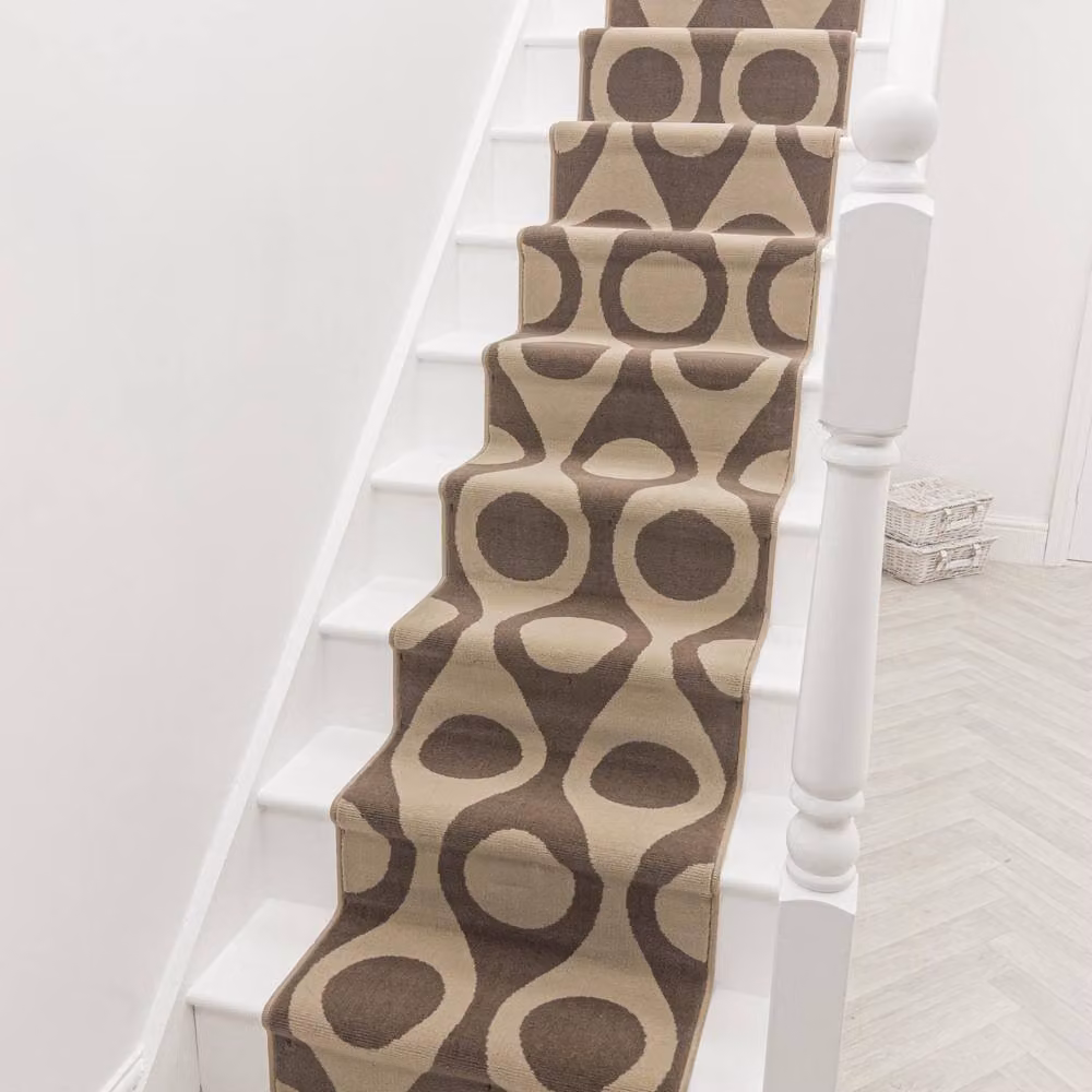 runrug Pop Stair Runner Carpet in Brown, W: 60 cm x L: 690 cm – 4
