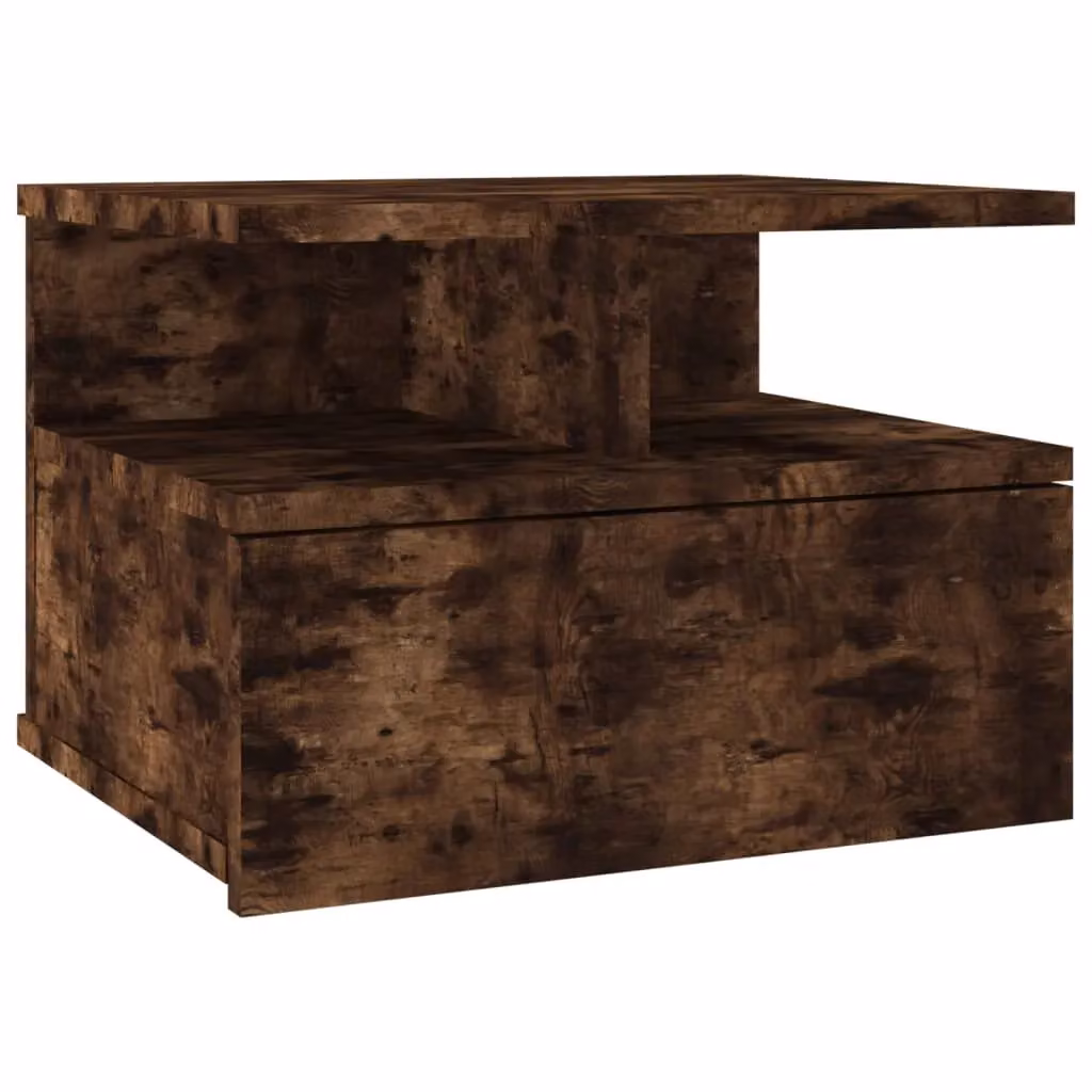 Berkfield Home Floating Nightstand in Smoked Oak Brown, W: 40 cm, D: 31 cm, H: 27 cm – 2